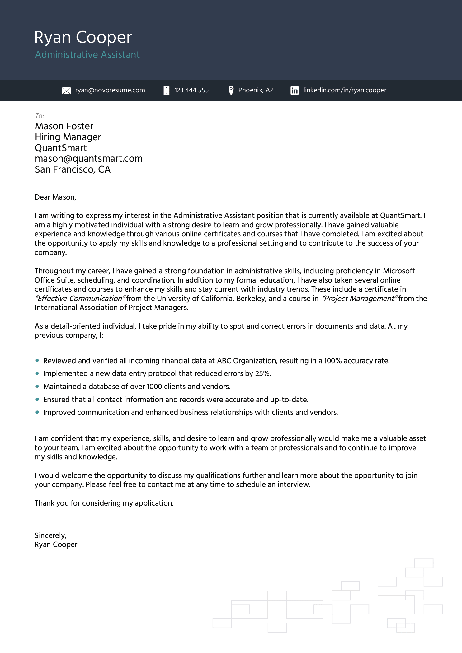 Creative Cover Letter Template