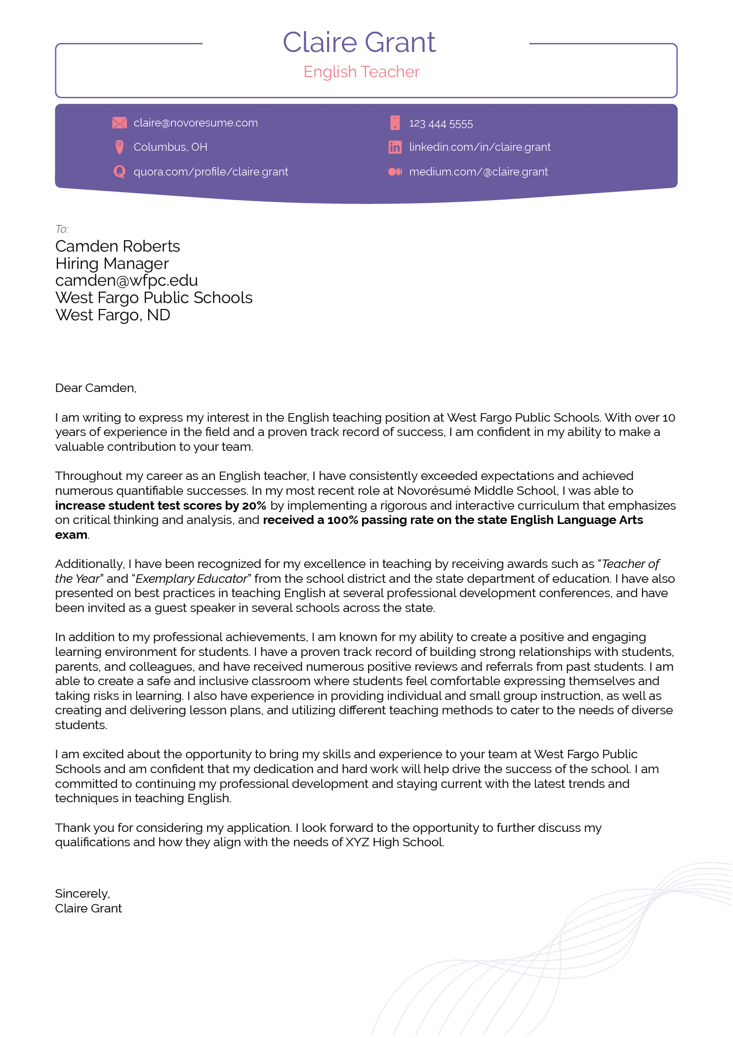 Traditional Cover Letter Template